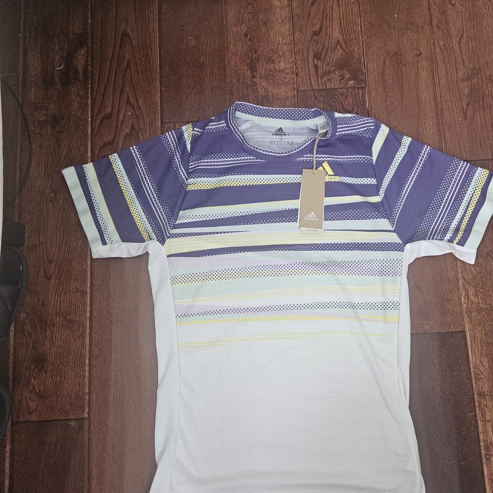 Adidas Purple and White Short Sleeve Tennis Tee